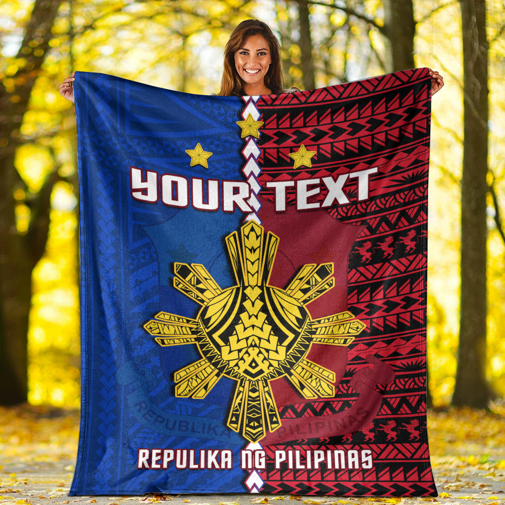 (Custom Personalised) Philippines Premium Blanket Pilipinas Sun Mix Polynesian Pattern LT14 One Size 150cm White - Polynesian Pride