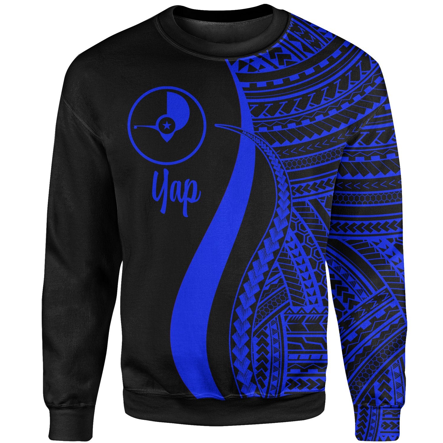 Yap Sweatshirt - Blue Polynesian Tentacle Tribal Pattern Unisex Blue - Polynesian Pride