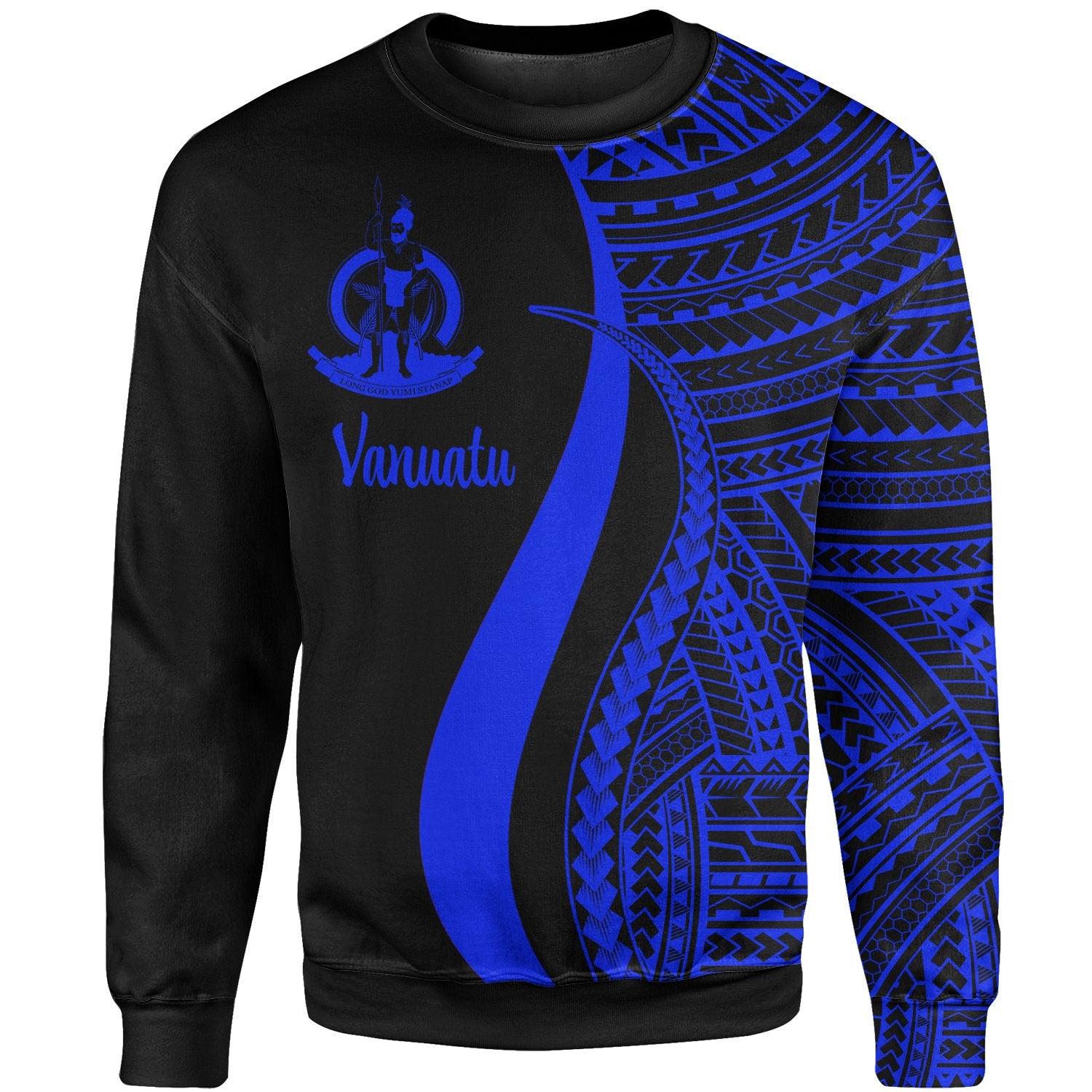Vanuatu Sweatshirt - Blue Polynesian Tentacle Tribal Pattern Unisex Blue - Polynesian Pride