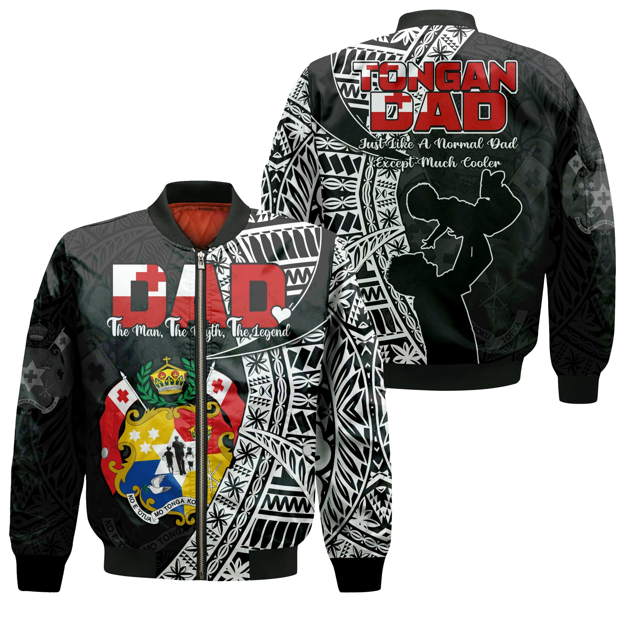 Tonga Bomber Jacket Happy Tongan Fathers Day LT13 Unisex Black - Polynesian Pride