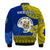 (Custom Personalised) Niue Hiapo Bomber Jacket Rock of Polynesia Tapa Niuean Crab Happy Day LT13 - Polynesian Pride