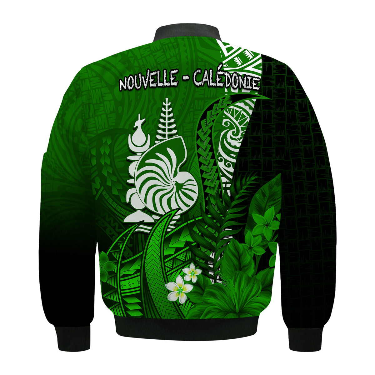 (Custom Personalised) New Caledonia Bomber Jacket Nautilus Green Polynesian Hibiscus LT13 - Polynesian Pride