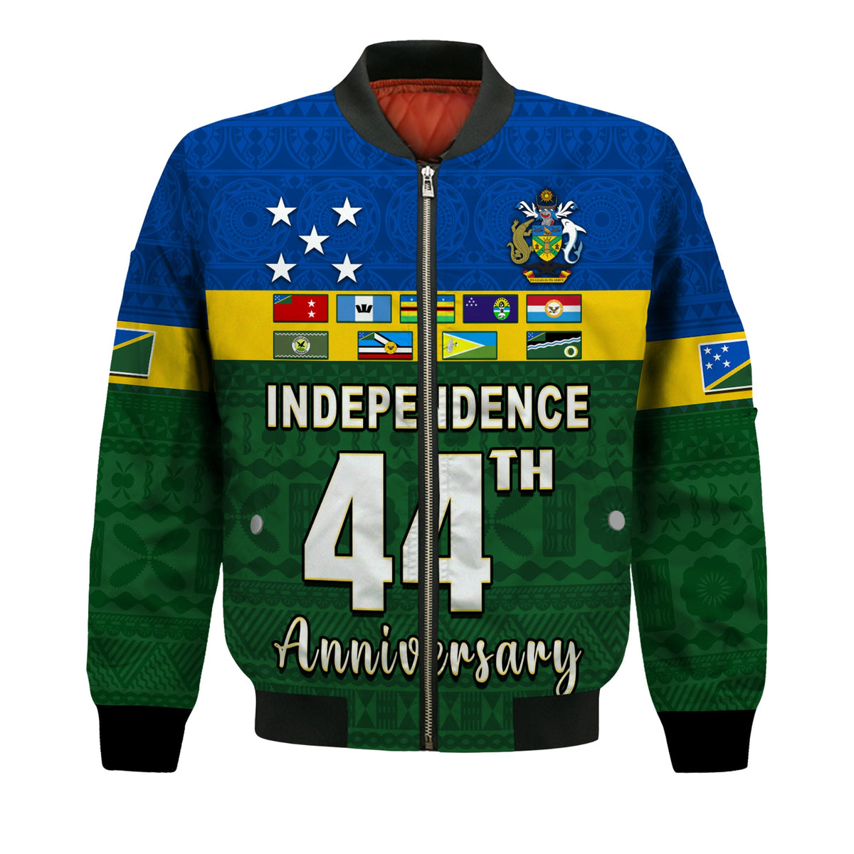 Solomon Islands National Day Bomber Jacket Independence Day Tapa Pattern LT13 - Polynesian Pride
