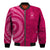 Breast Cancer Awareness Bomber Jacket Hibiscus Polynesian No One Fights Alone LT13 Unisex Pink - Polynesian Pride