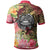 American Samoa Polo Shirt Flowers Tropical With Sea Animals - Polynesian Pride