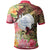 Palau Polo Shirt Flowers Tropical With Sea Animals - Polynesian Pride