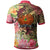 Papua New Guinea Polo Shirt Flowers Tropical With Sea Animals - Polynesian Pride