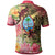 Guam Polo Shirt Flowers Tropical With Sea Animals - Polynesian Pride