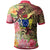 Cook Islands Polo Shirt Flowers Tropical With Sea Animals - Polynesian Pride