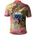 Samoa Polo Shirt Flowers Tropical With Sea Animals - Polynesian Pride