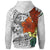 Tonga Zip Hoodie Tropical Flowers White Patterns Style - Polynesian Pride