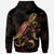 Tonga Polynesian Zip up Hoodie Turtle With Blooming Hibiscus Gold - Polynesian Pride