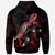 CNMI Polynesian Zip up Hoodie Turtle With Blooming Hibiscus Red - Polynesian Pride