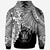 Niue Polynesian Zip up Hoodie Tribal Wave Tattoo White - Polynesian Pride