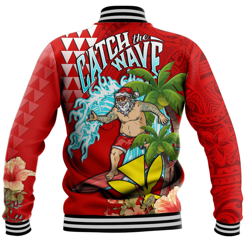Hawaii Mele Kalikimaka Baseball Jacket Santa Claus Surfing Xmas Time LT9 - Polynesian Pride