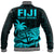 Fiji Rugby Sevens Baseball Jacket Tapa Palm Tree and Fijian Coat of Arms LT9 - Polynesian Pride