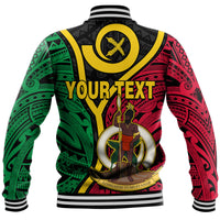 (Custom Personalised) Vanuatu Baseball Jacket Tribal Vanuatu Coat Of Arms Flag Style No2 LT9 - Polynesian Pride