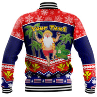 (Custom Personalised) Hawaii Santa Kalikimaka Palm And Hibiscus Christmas Vibe Baseball Jacket LT9 - Polynesian Pride