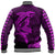 (Custom Personalised) Hawaii Baseball Jacket Shark and Turtle Mix Kakau Purple LT9 - Polynesian Pride