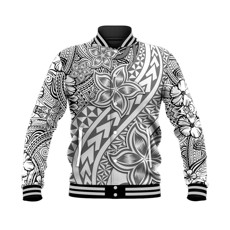 Traditional Polynesian Tribal Tattoo Retro Baseball Jacket Grey LT9 Unisex Grey - Polynesian Pride
