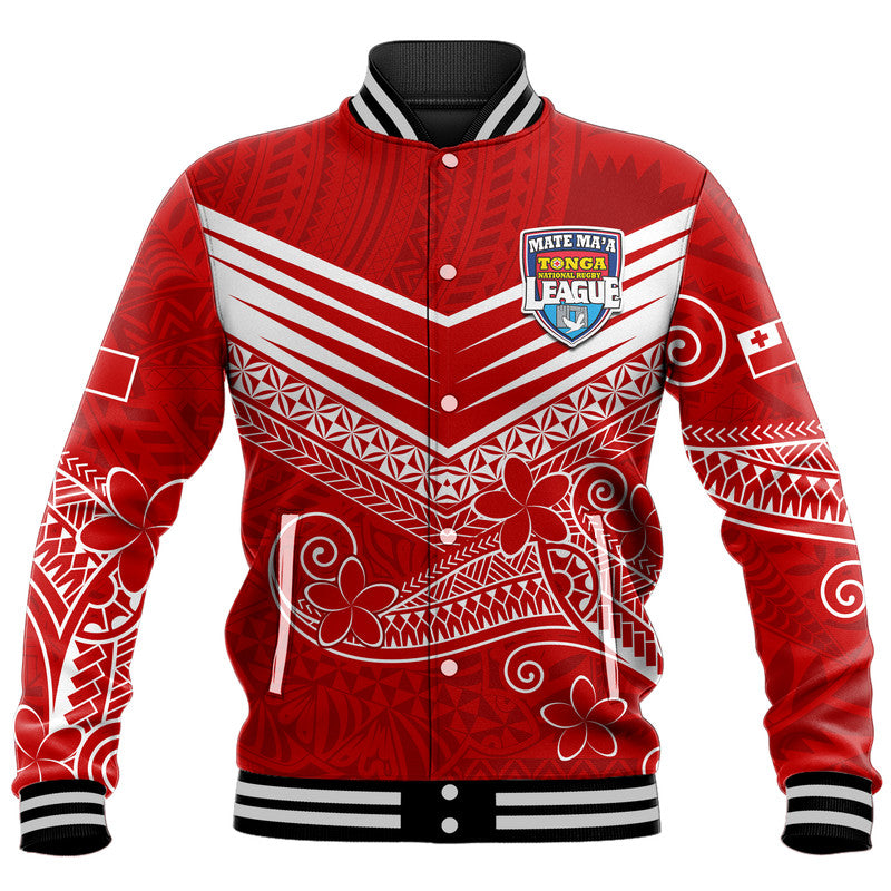 (Custom Personalised) Tonga Mate Ma'a Rugby Kupesi Baseball Jacket LT9 Unisex Red - Polynesian Pride