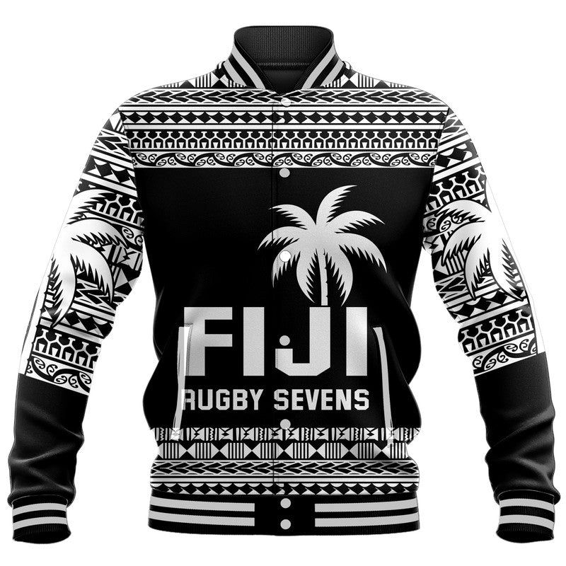 (Custom Text And Number) Fiji Rugby Sevens Baseball Jacket Simple Style LT9 Unisex Blue - Polynesian Pride