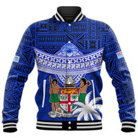 Fiji Coat Of Arms Baseball Jacket Polynesian Tapa Palm Tree LT9 Unisex Blue - Polynesian Pride