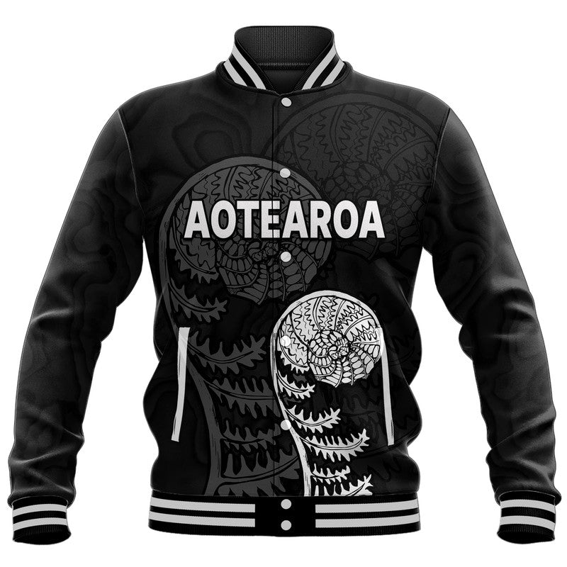 (Custom Personalised) Aotearoa Silver Fern Baseball Jacket LT9 Unisex Blue - Polynesian Pride