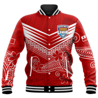 Tonga Mate Ma'a Rugby Kupesi Baseball Jacket LT9 Unisex Red - Polynesian Pride