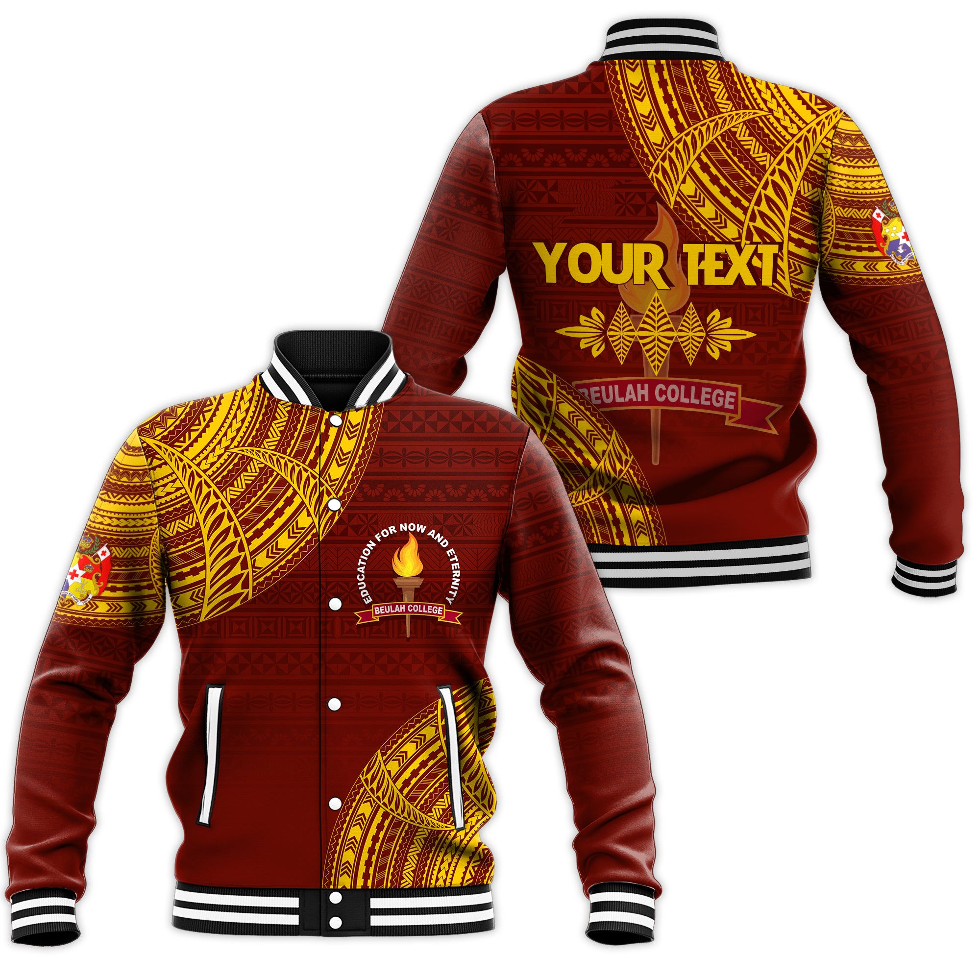 (Custom Personalize) Tonga Kolisi Beulah Baseball Jacket BAC We Are One LT7 Unisex Maroon - Polynesian Pride