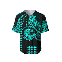 (Custom Personalised) Kakau Hawaiian Polynesian Baseball Jersey Turquoise Green LT6 - Polynesian Pride