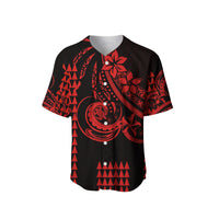 (Custom Personalised) Kakau Hawaiian Polynesian Baseball Jersey Red LT6 - Polynesian Pride