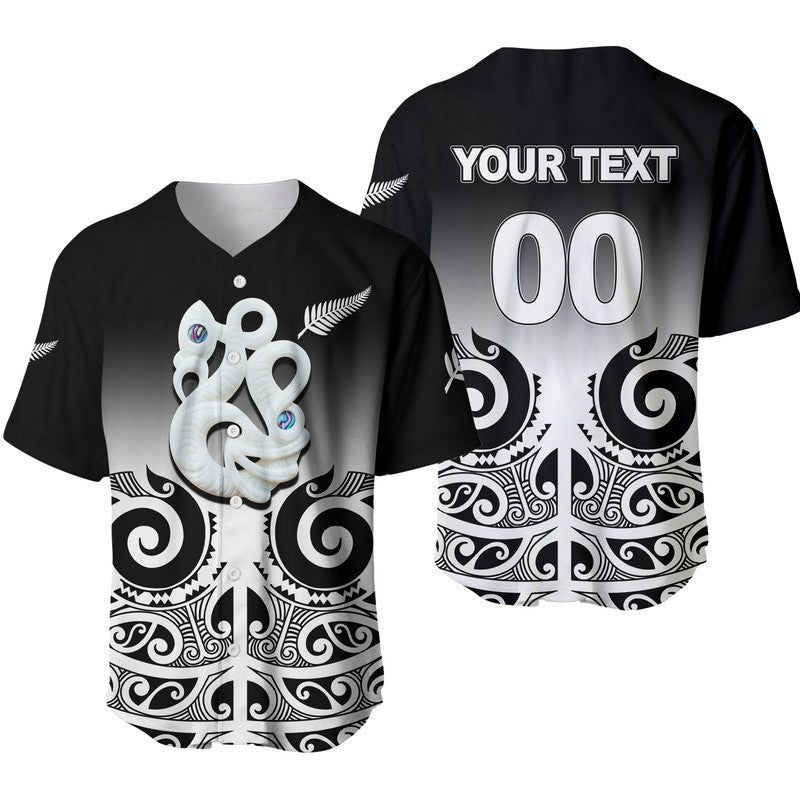 (Custom Personalised) New Zealand Rugby Baseball Jersey - Maori Manaia Black style LT6 Black - Polynesian Pride