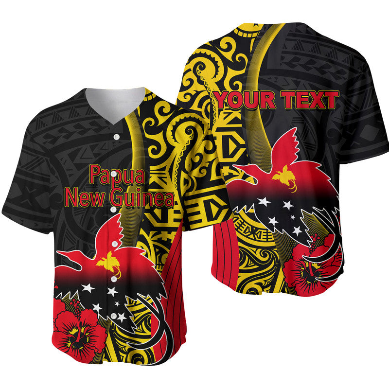 (Custom Personalised) Papua New Guinea Baseball Jersey Vibe Style LT6 Black - Polynesian Pride