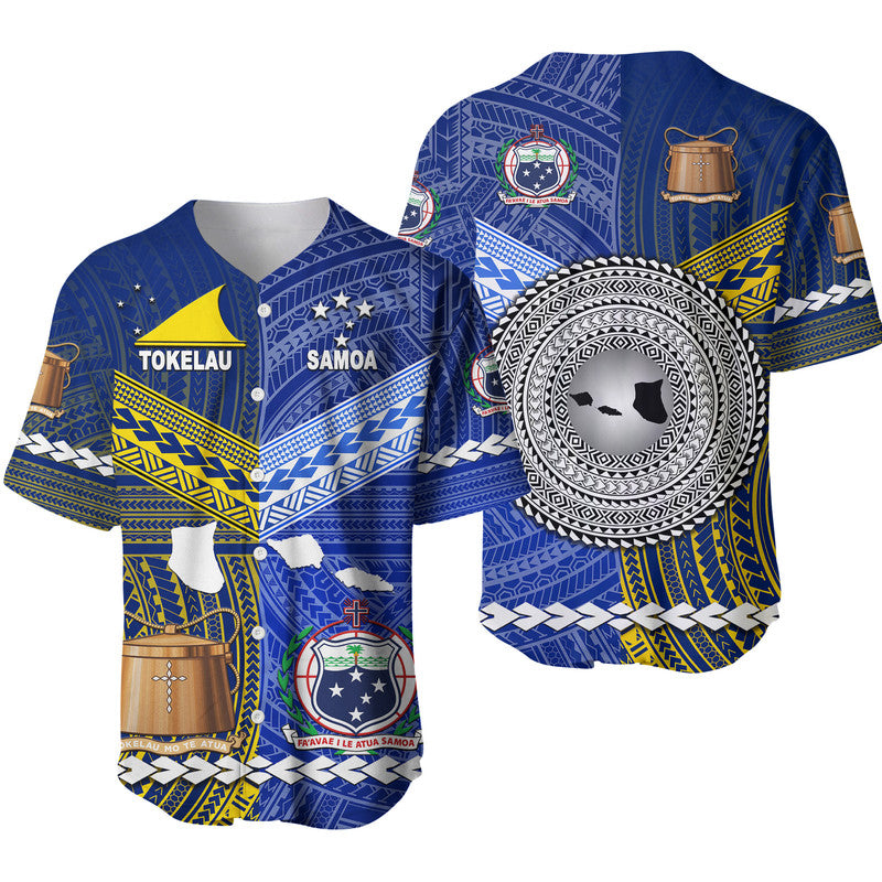 Samoa And Tokelau Baseball Jersey Together LT8 Blue - Polynesian Pride