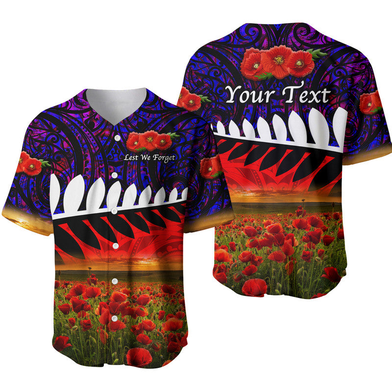 (Custom Personalised) New Zealand Maori ANZAC Baseball Jersey Poppy Vibes - Purple LT8 Purple - Polynesian Pride