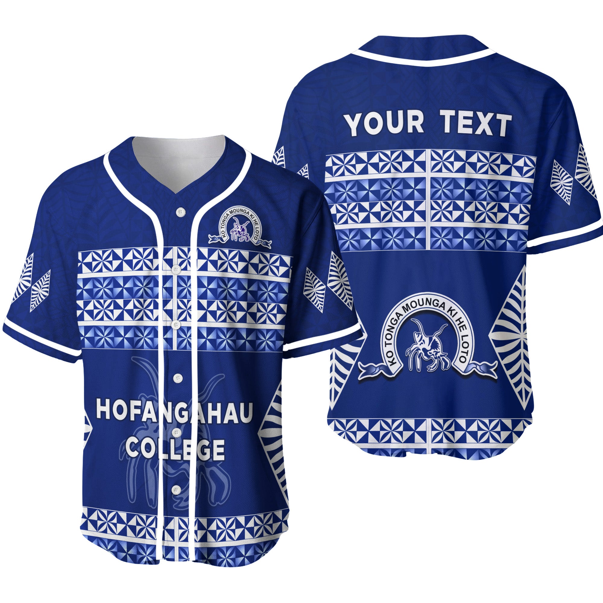 (Custom Personalised) Hofangahau College Baseball Jersey 'Eua Tonga Pattern LT13 - Polynesian Pride