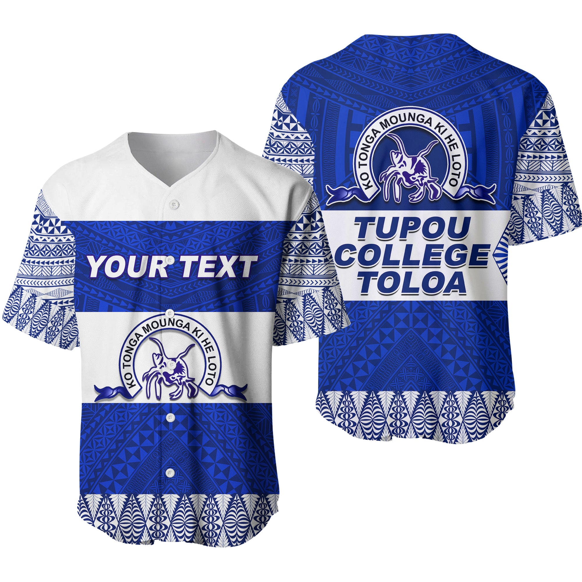 (Custom Personalised) Tupou College Toloa Baseball Jersey Version Special LT13 Unisex Blue - Polynesian Pride