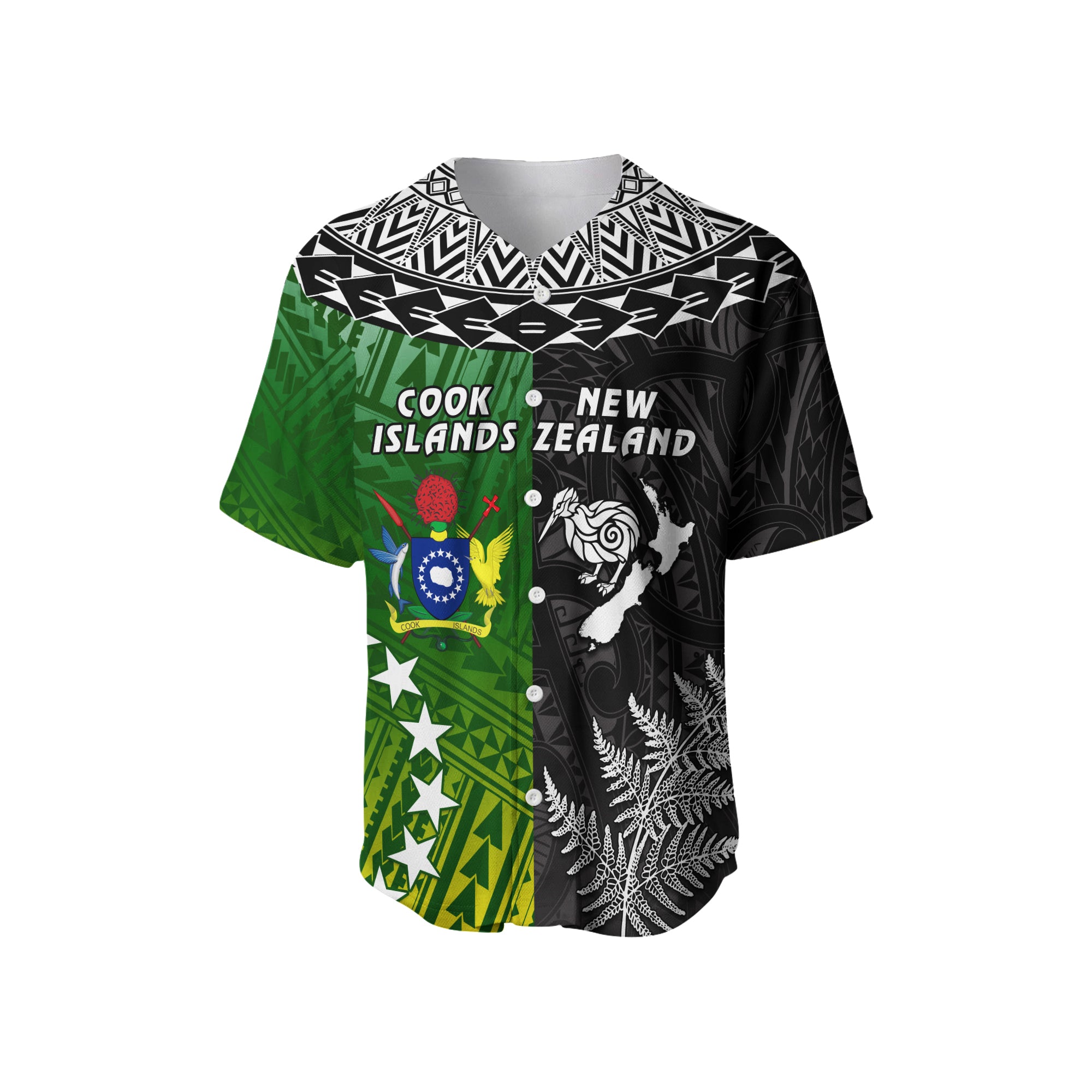 Cook Islands Pattern and New Zealand Kiwi Baseball Jersey LT13 - Polynesian Pride