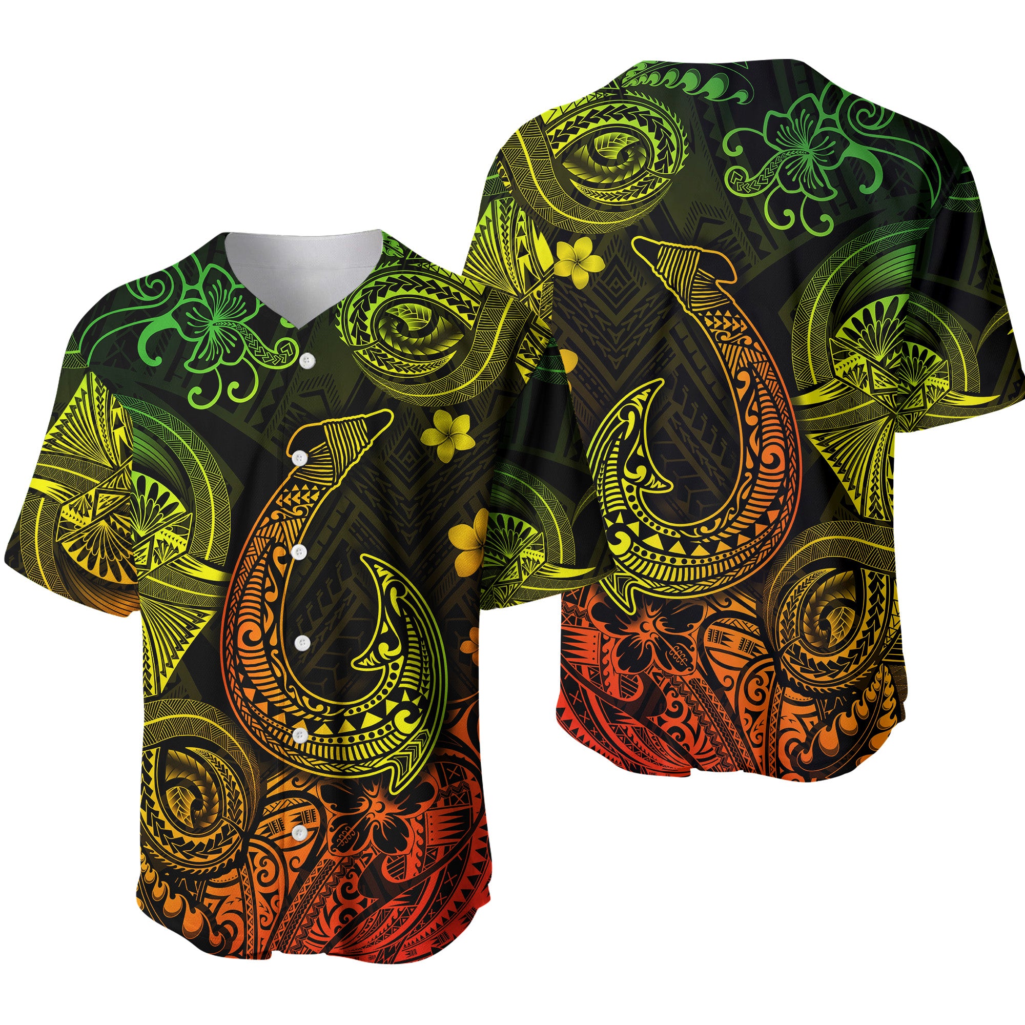 Hawaii Fish Hook Polynesian Baseball Jersey Unique Style - Reggae LT8 - Polynesian Pride