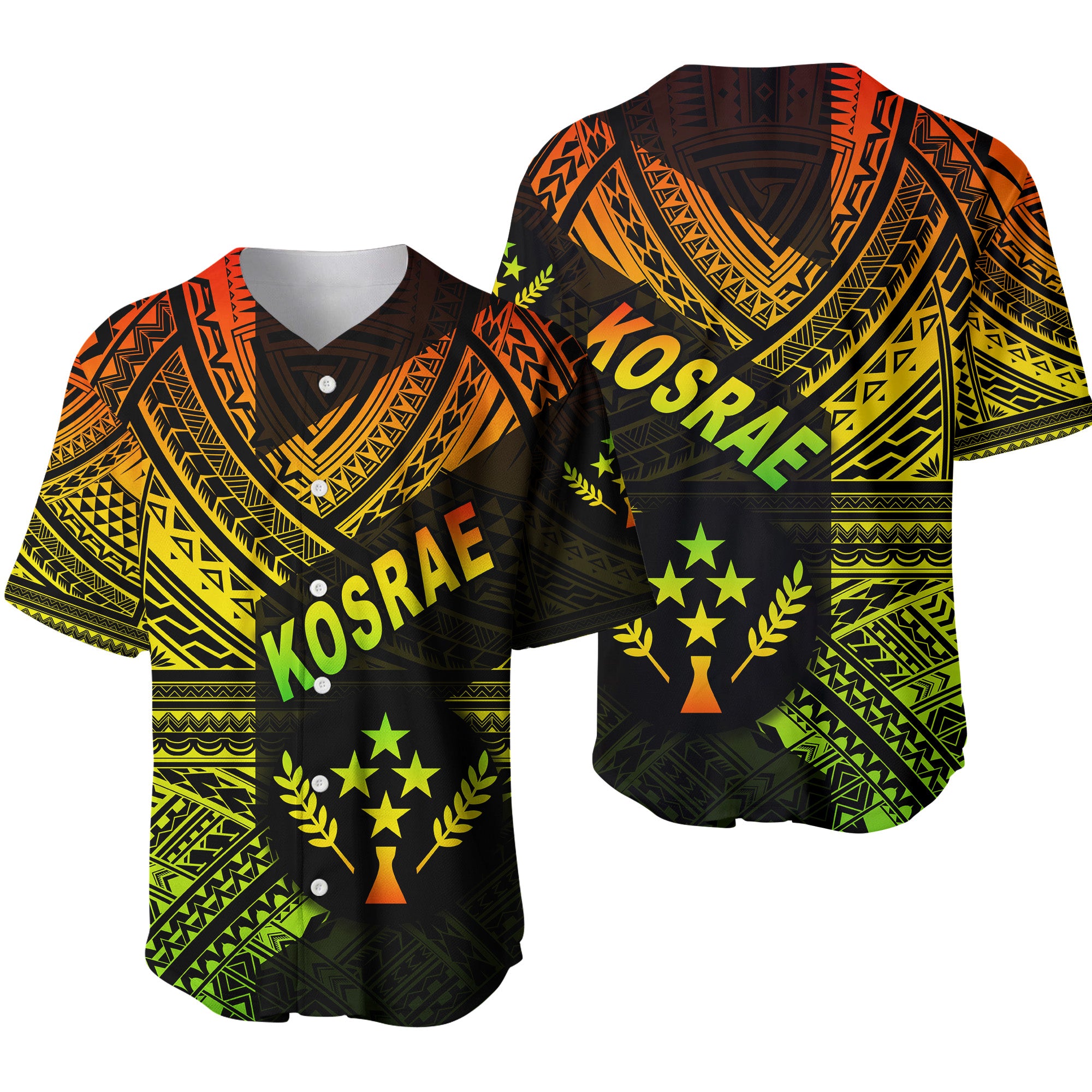 FSM Kosrae Baseball Jersey Original Style - Reggae LT8 Unisex Reggae - Polynesian Pride