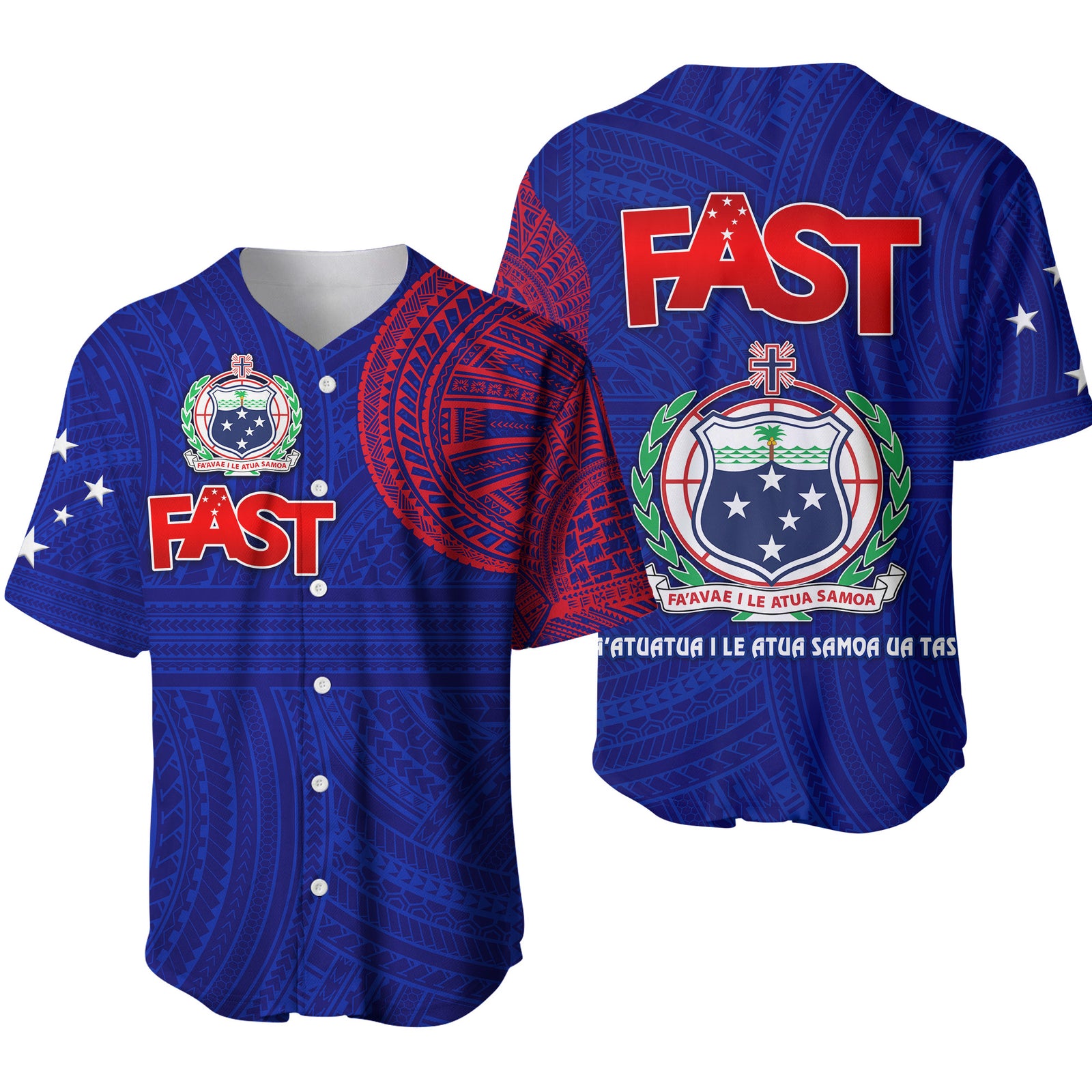 Samoa FAST Party Baseball Jersey Original Style LT8 Blue - Polynesian Pride