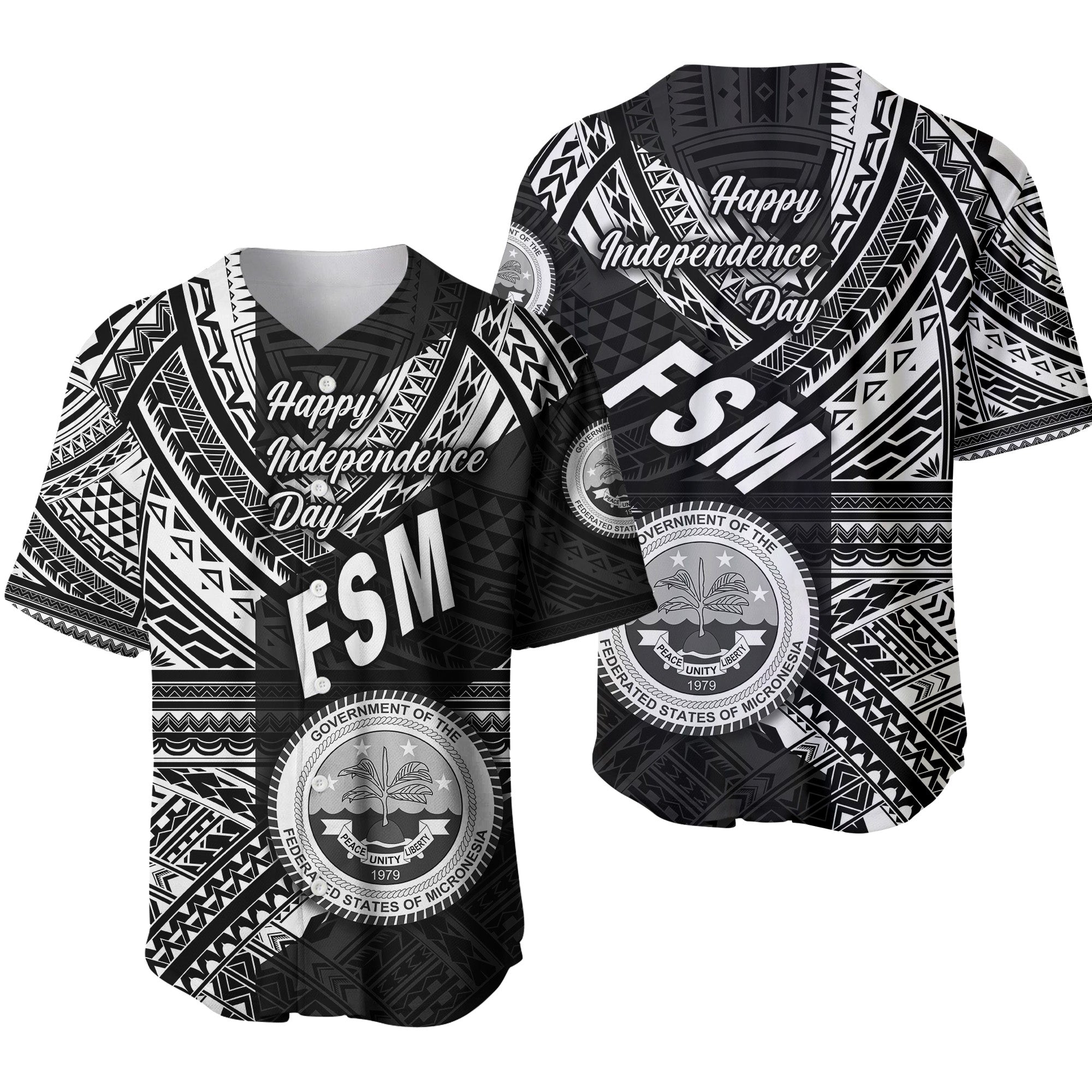 Federated States of Micronesia Baseball Jersey FSM Happy Independence Day Original Vibes - Black LT8 Unisex Black - Polynesian Pride