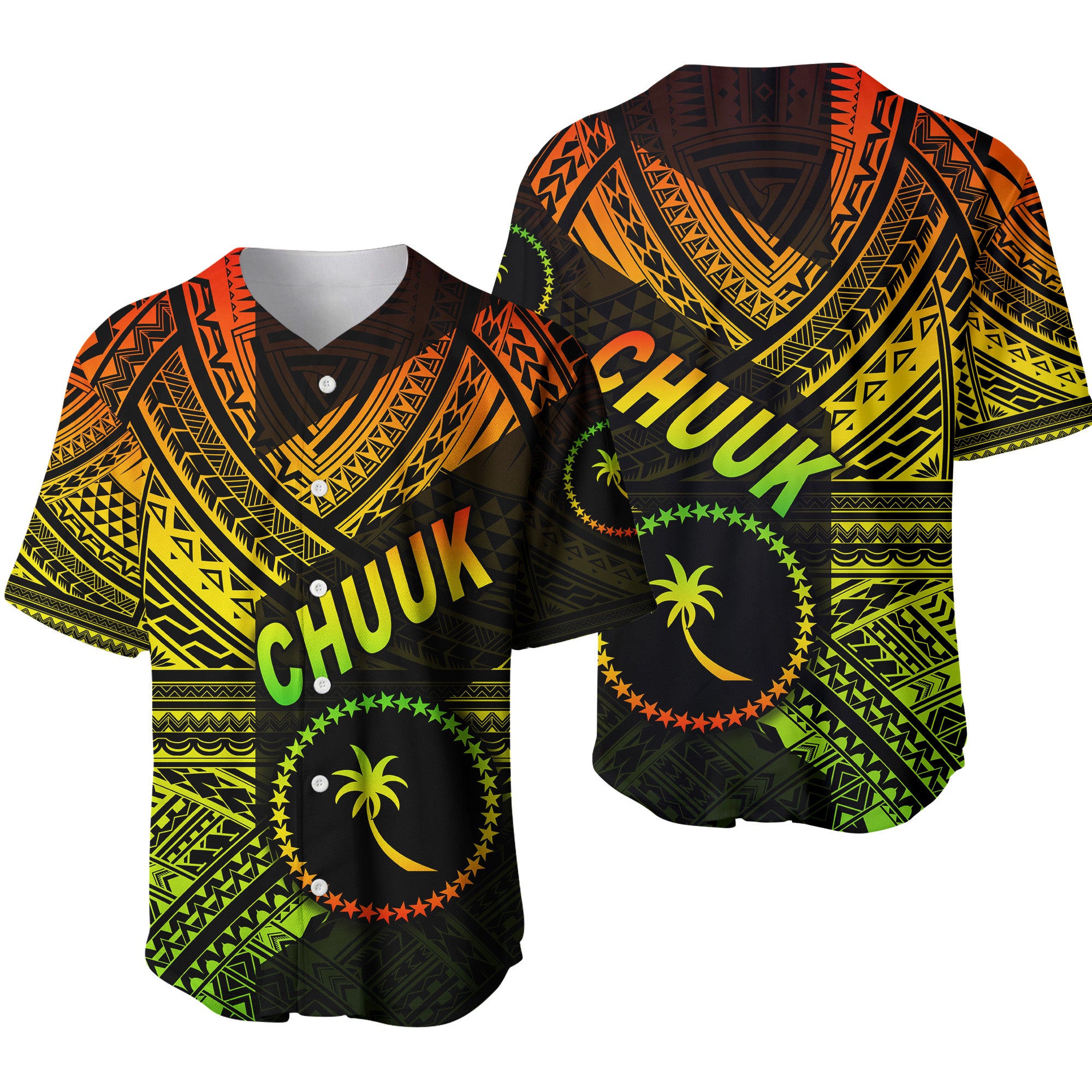 FSM Chuuk Baseball Jersey Original Style - Reggae LT8 Unisex Reggae - Polynesian Pride