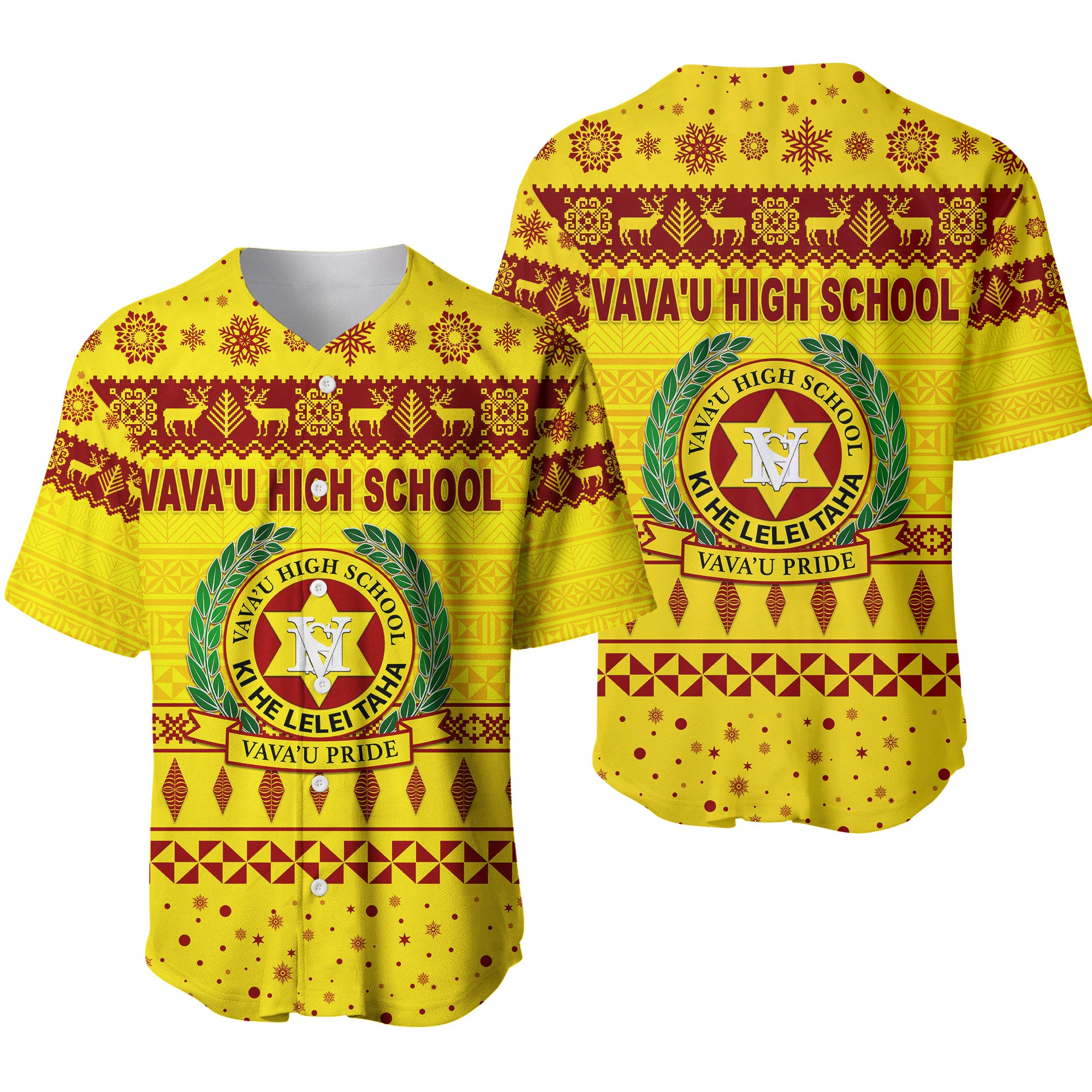 Vava'u High School Christmas Baseball Jersey Simple Style - Gold LT8 - Polynesian Pride