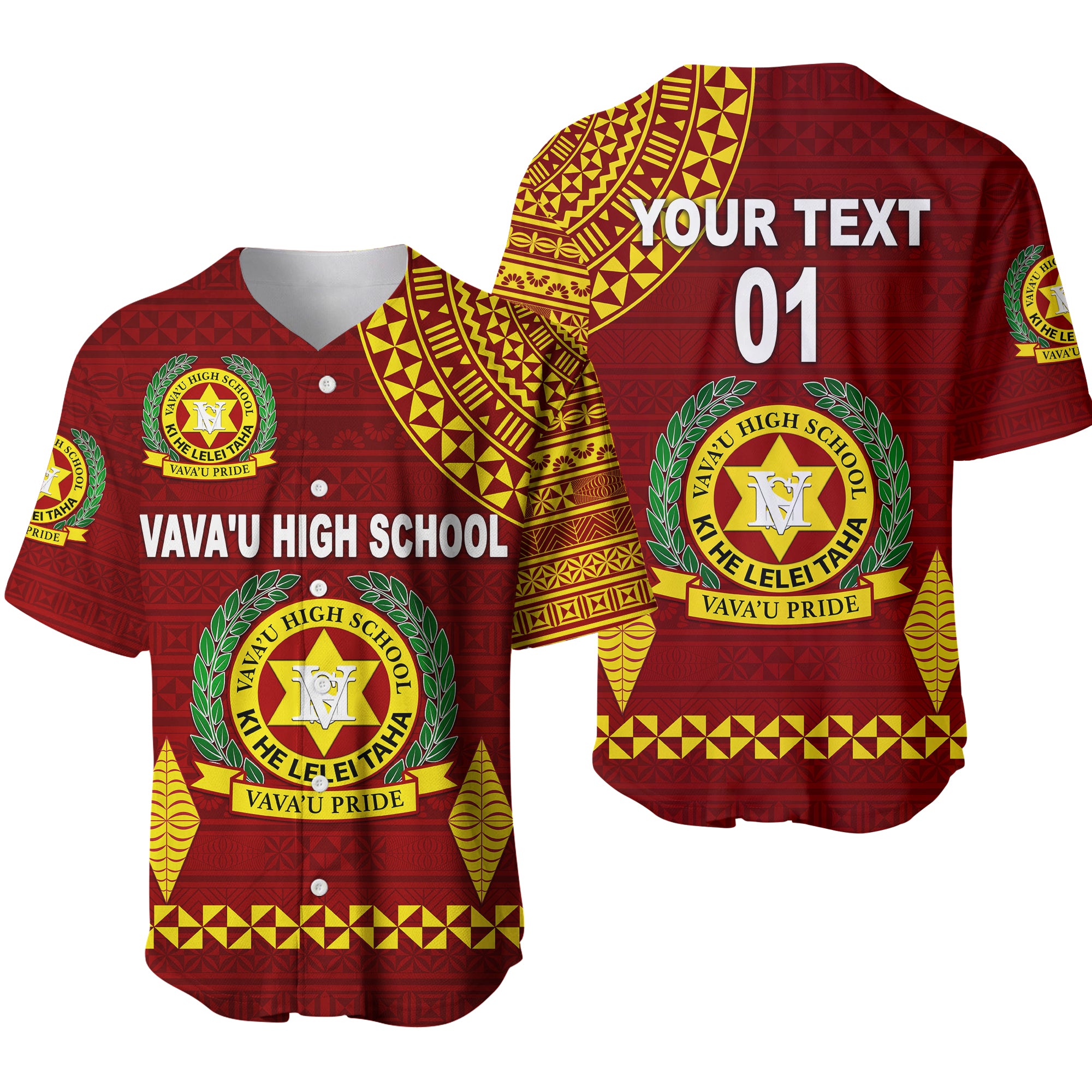 (Custom Personalised) Tonga Vava'u High School Baseball Jersey Simple Style - Maroon, Custom Text And Number LT8 - Polynesian Pride