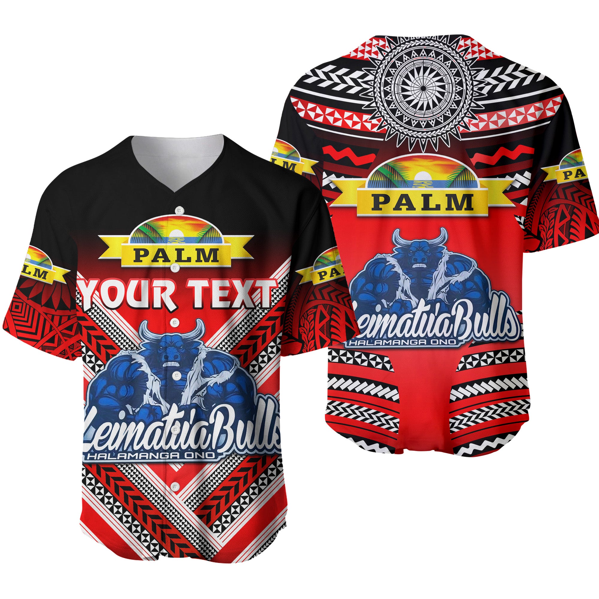 (Custom Personalised) Mate Ma'a Tonga Baseball Jersey Leimatu'a Bulls Creative Style - Red LT8 - Polynesian Pride