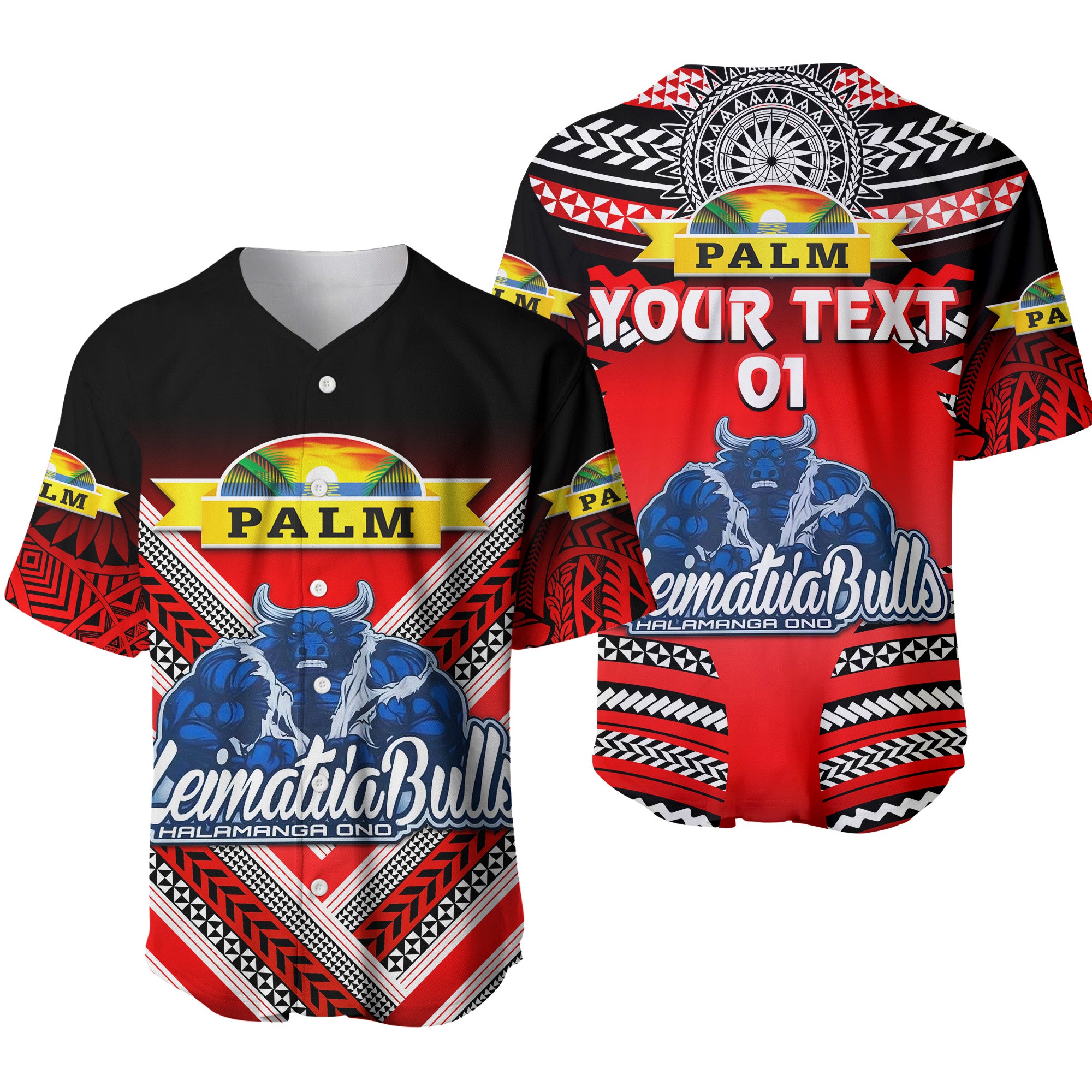 (Custom Personalised) Mate Ma'a Tonga Baseball Jersey Leimatu'a Bulls Creative Style - Red, Custom Text And Number LT8 - Polynesian Pride