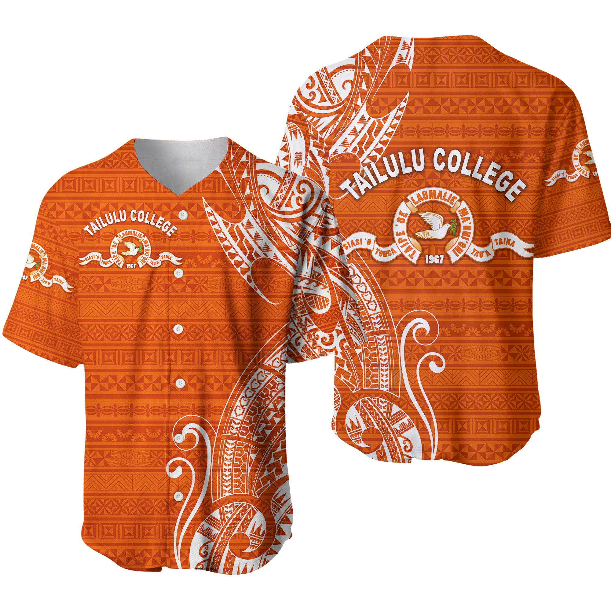 Tonga Tailulu College Baseball Jersey Simple Vibes LT8 Unisex Orange - Polynesian Pride