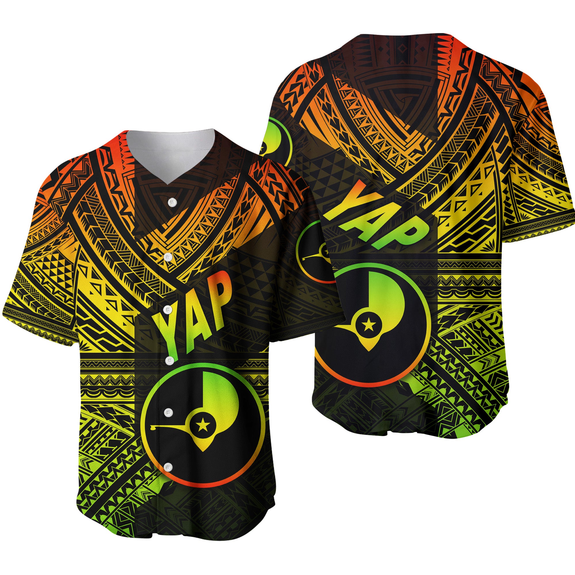 FSM Yap Baseball Jersey Original Style - Reggae LT8 Unisex Reggae - Polynesian Pride